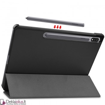 Dirbtinės odos atverčiamas dėklas planšetei - juodas (Samsung Tab S7 Plus (T970/T976)/Tab S8 Plus (SM-X806-Tab S7 FE (T730/T736)